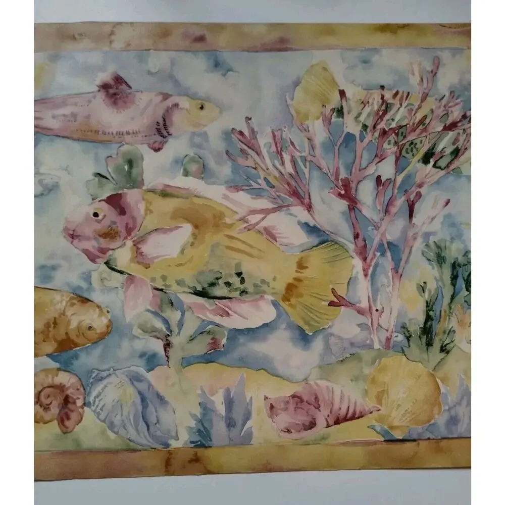 Wall quest Pre-pasted Wall Border - Fish Seahorse Ocean Nautical - 5 yds